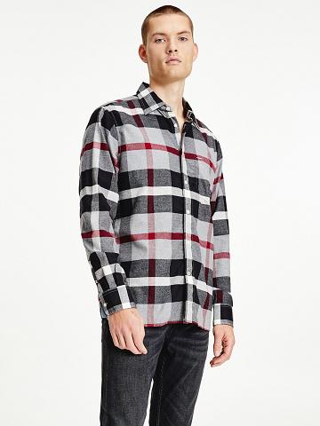 Férfi Tommy Hilfiger Check print overshirt Ingek Fekete Színes | HU 1020UZG